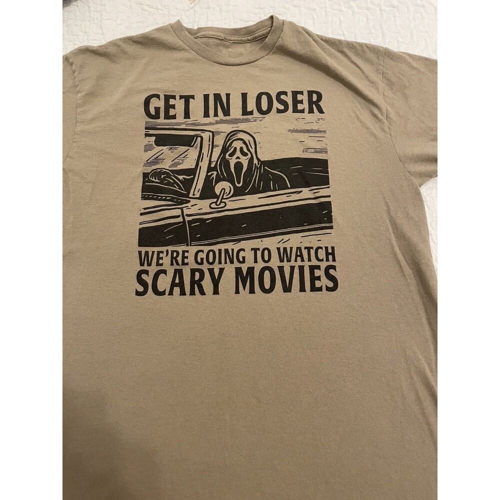 Mens Large Shirt T L Ghost Face Mens Graphic scary Halloween top